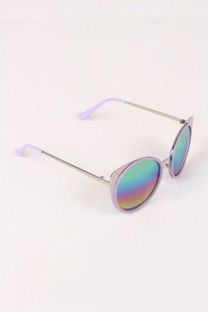 Mirrored Oval Metallic Cat Eye Sunglasses