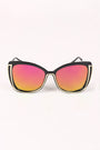Wavy Arms Metallic Accent Mirrored Butterfly Sunglasses