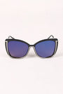 Wavy Arms Metallic Accent Mirrored Butterfly Sunglasses