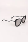 Wavy Arms Metallic Accent Mirrored Butterfly Sunglasses