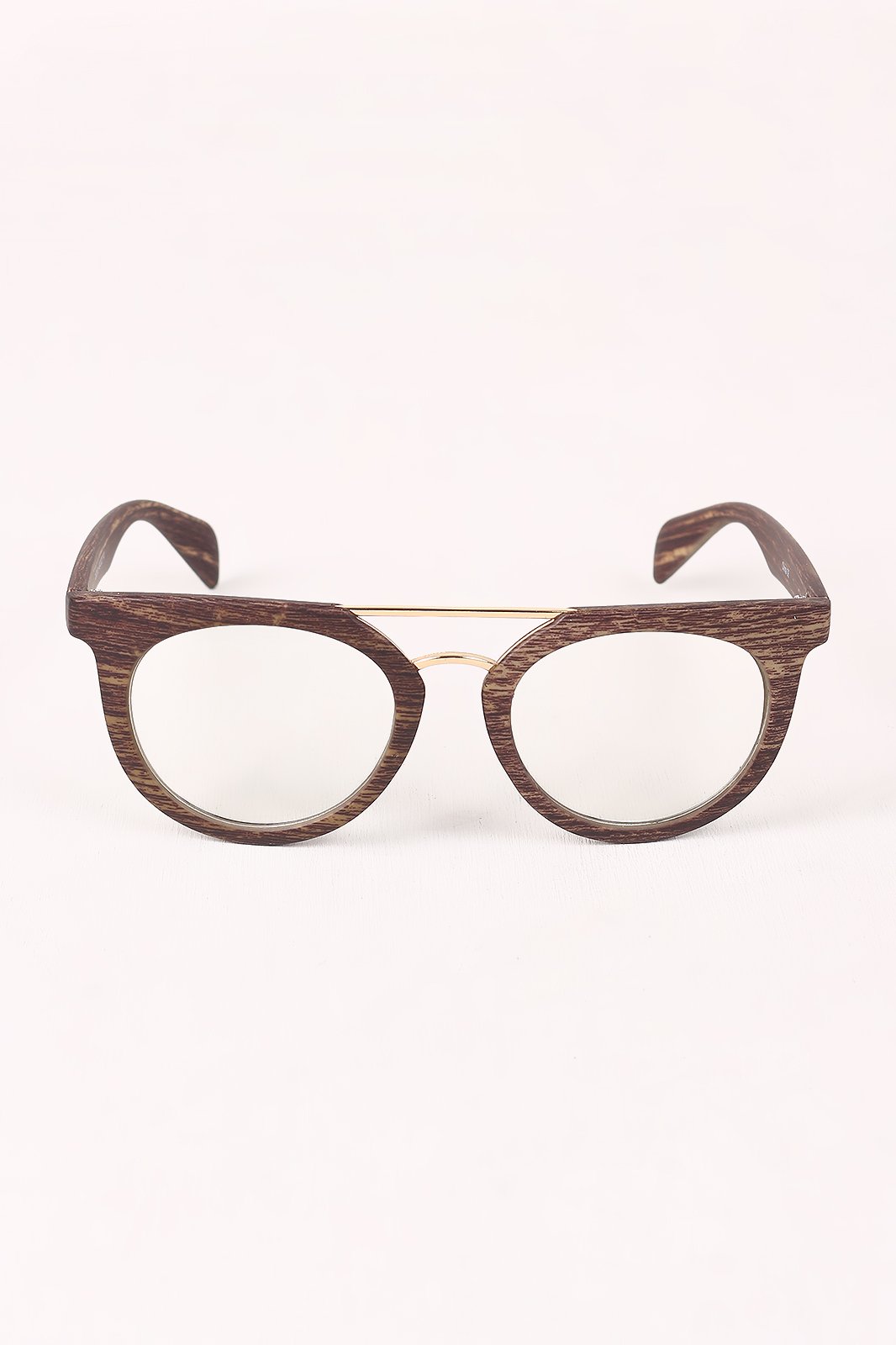 Printed Frame Round Clear Lens Glasses