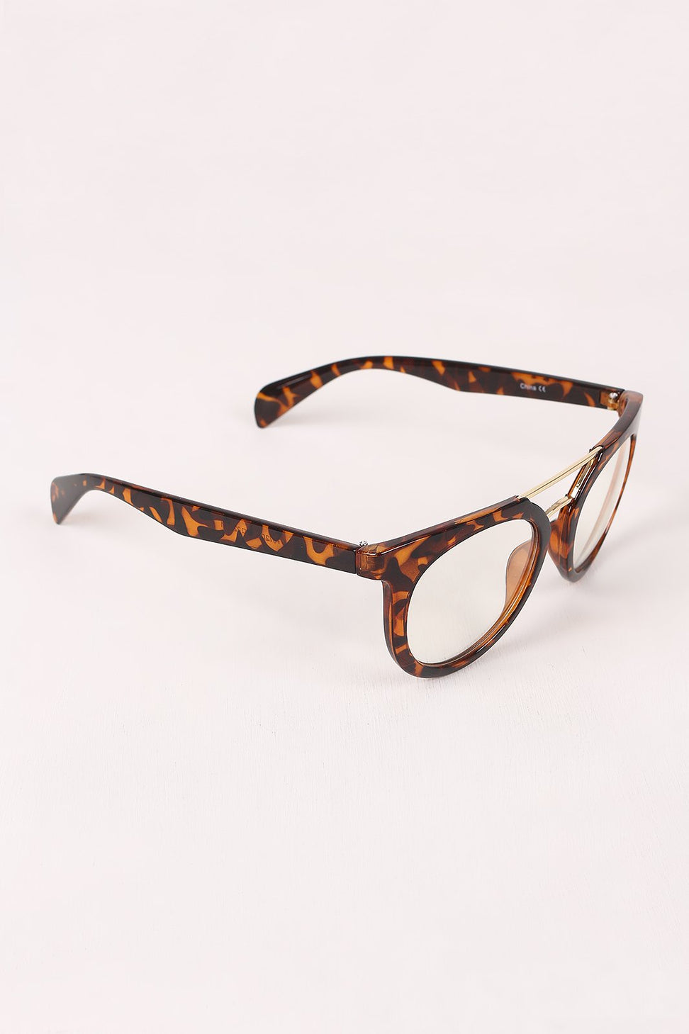 Printed Frame Round Clear Lens Glasses