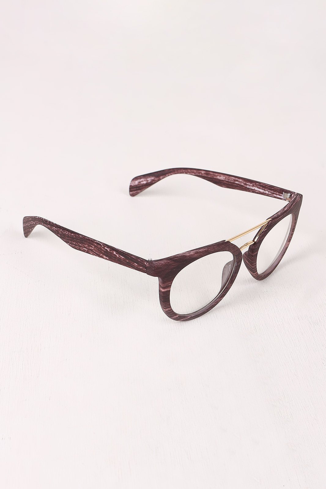 Printed Frame Round Clear Lens Glasses