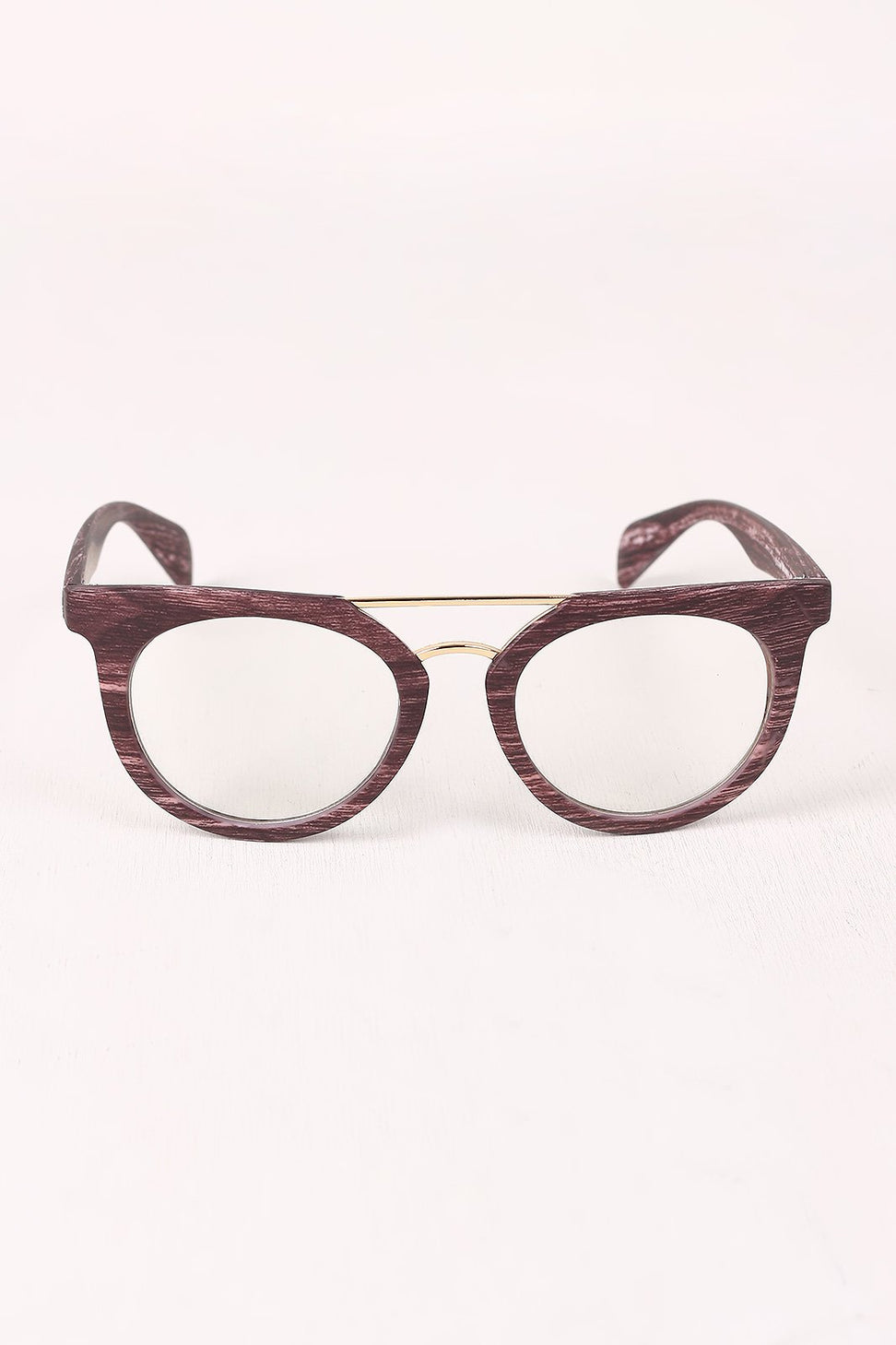 Printed Frame Round Clear Lens Glasses