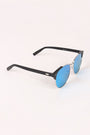 Round Mirrored Lens Cat Eye Clubmaster Sunglasses