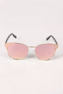 Round Mirrored Lens Cat Eye Clubmaster Sunglasses
