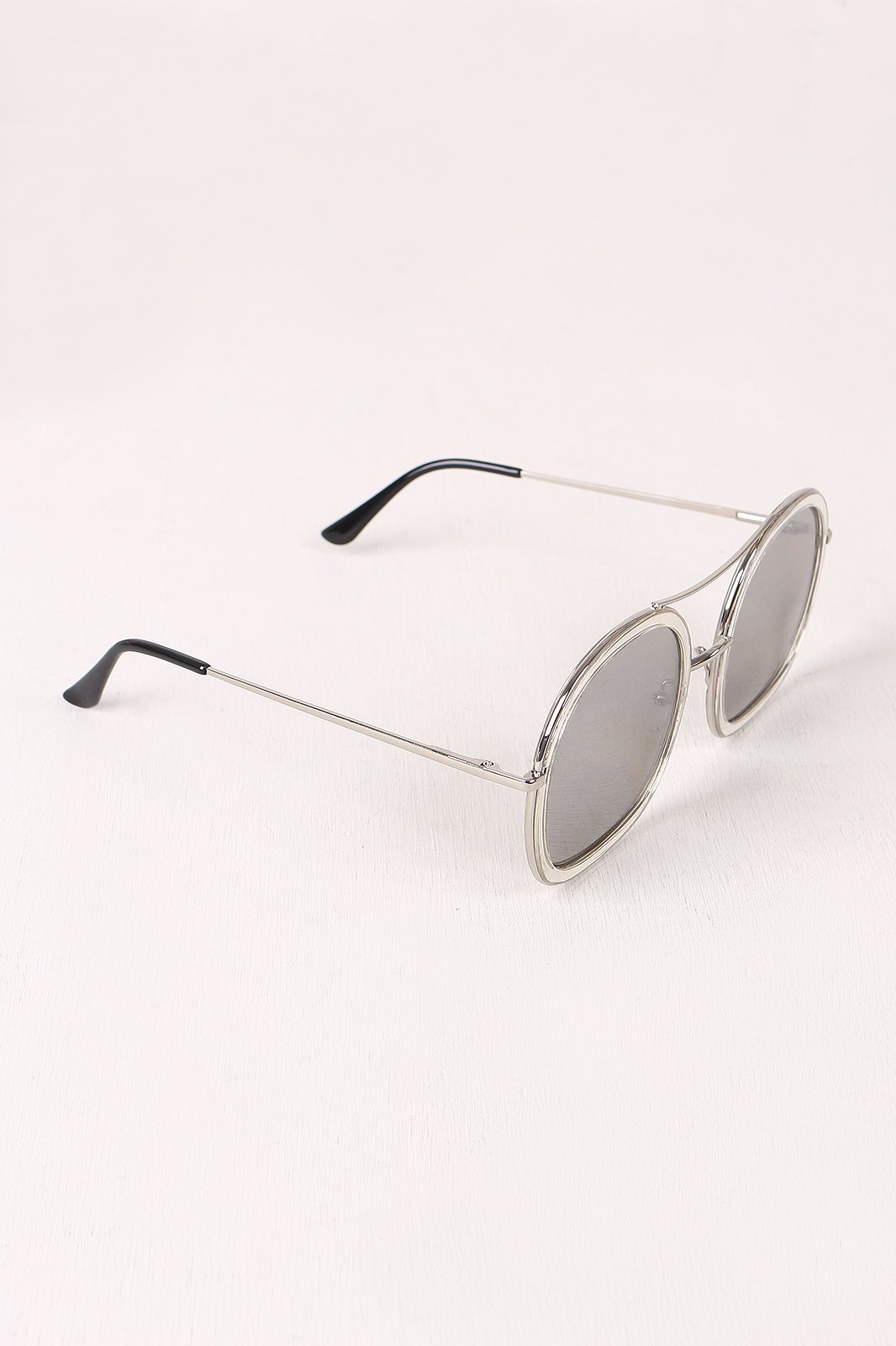 Double Bridge Round Mirrored Sunglasses - NoveltyOne