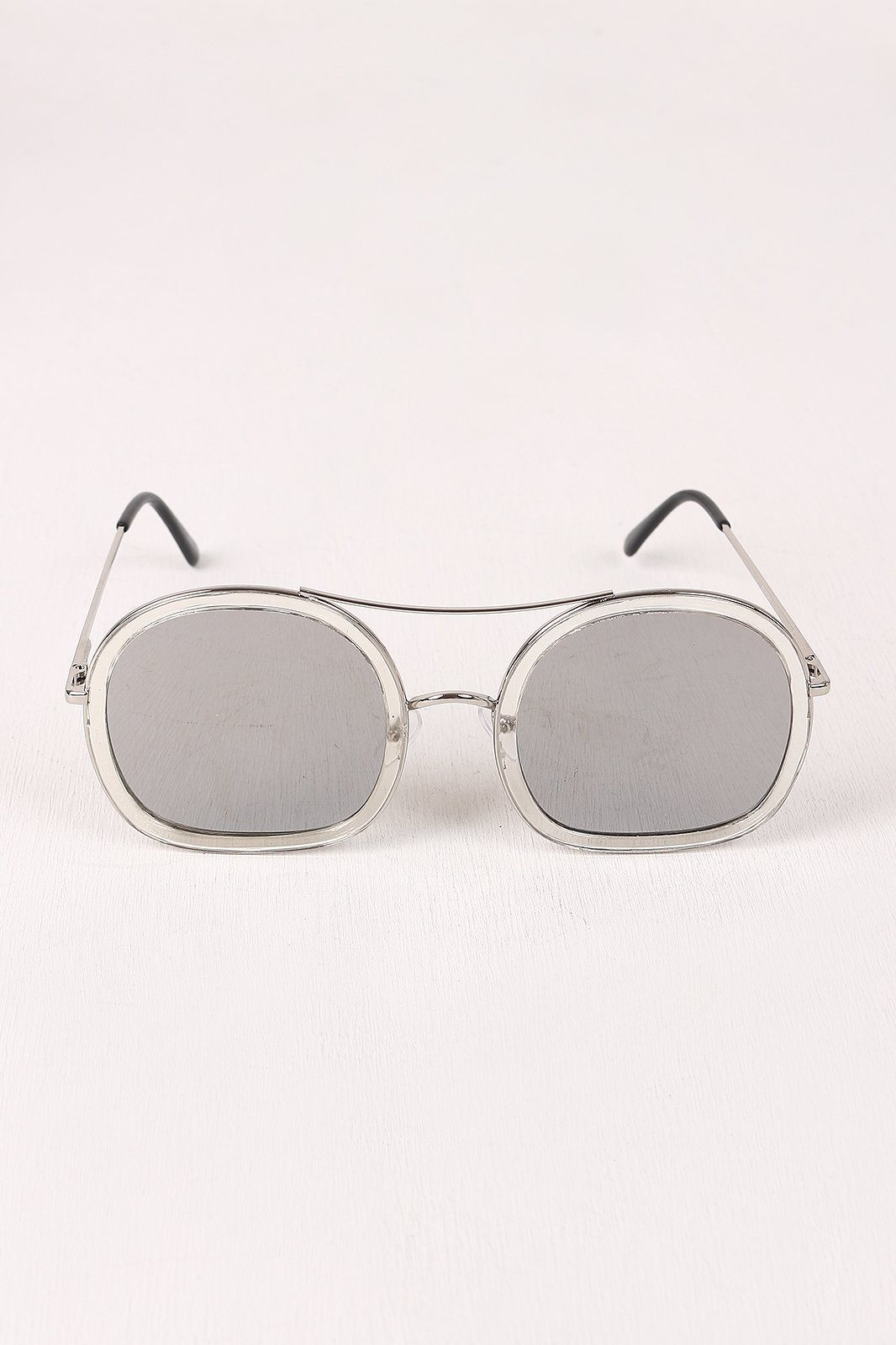 Double Bridge Round Mirrored Sunglasses - NoveltyOne