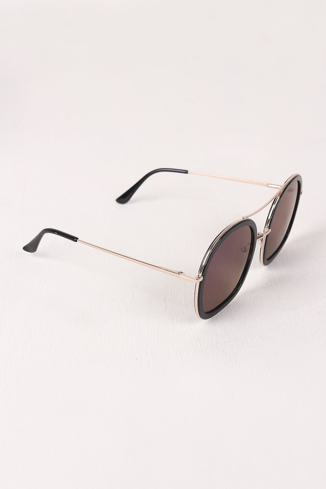 Double Bridge Round Mirrored Sunglasses - NoveltyOne