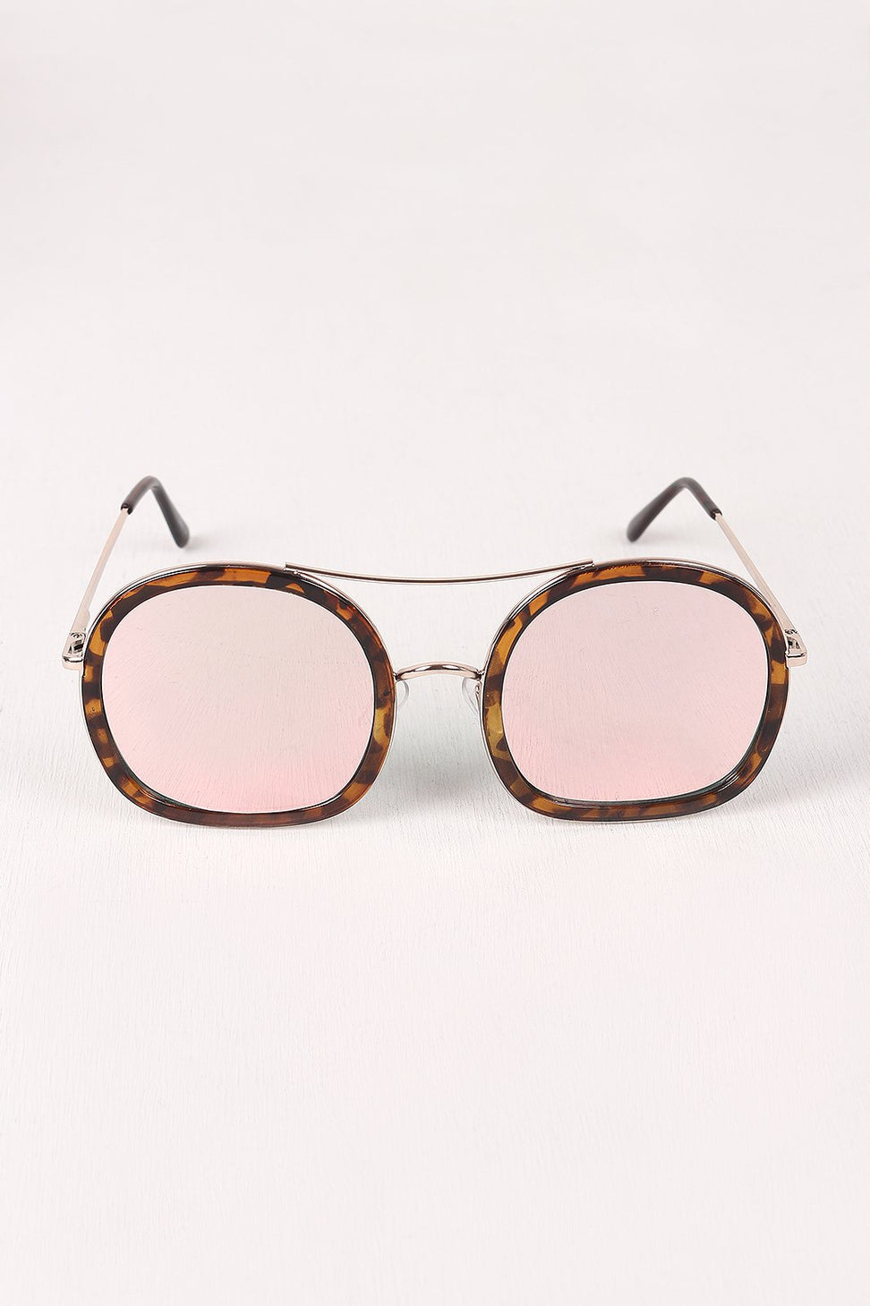 Double Bridge Round Mirrored Sunglasses - NoveltyOne