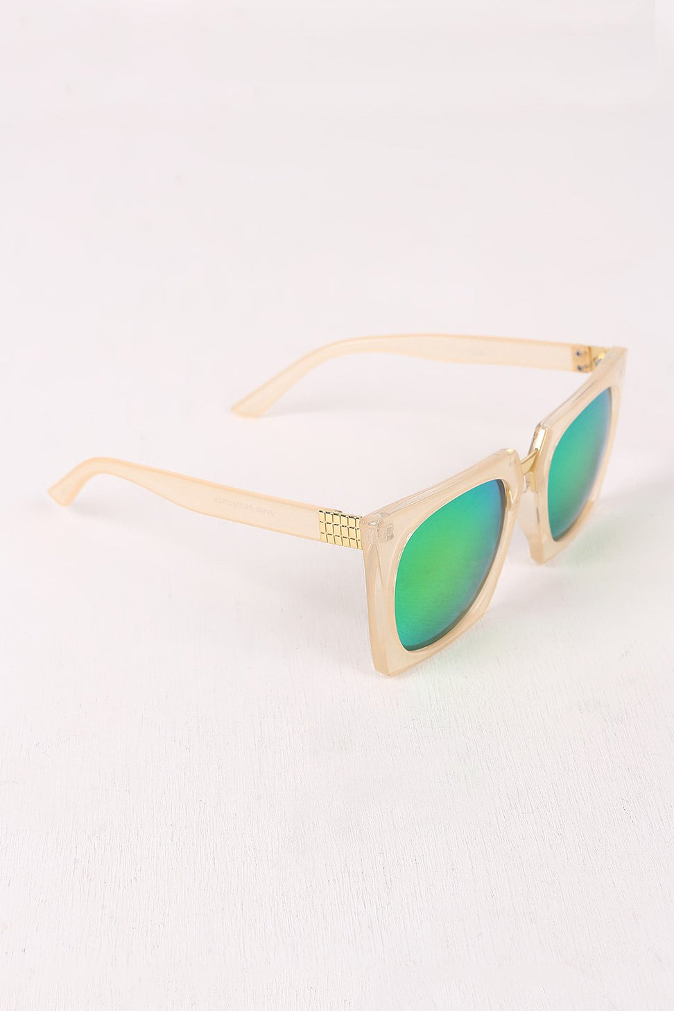Geometric-Shape Plastic Frame Mirrored Sunglasses