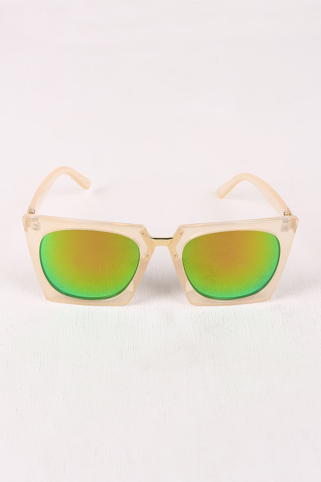 Geometric-Shape Plastic Frame Mirrored Sunglasses - NoveltyOne