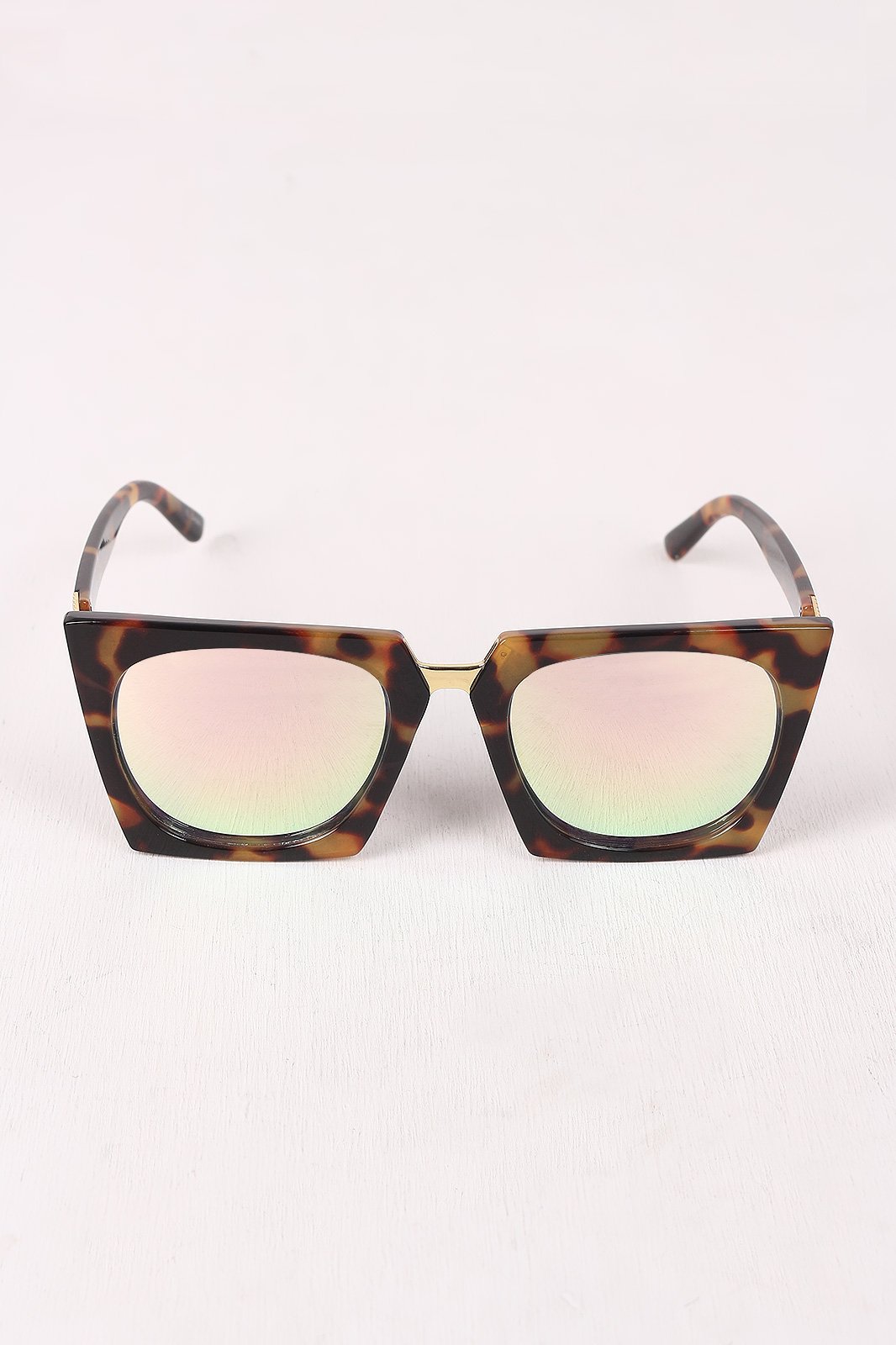 Geometric-Shape Plastic Frame Mirrored Sunglasses - NoveltyOne