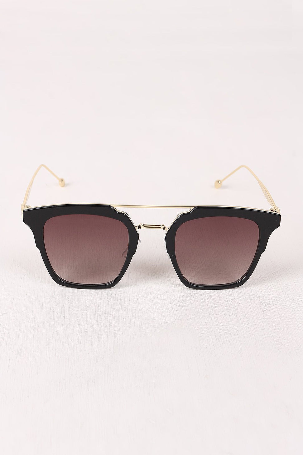 Plastic Frame Double Bridge Cat Eye Sunglasses
