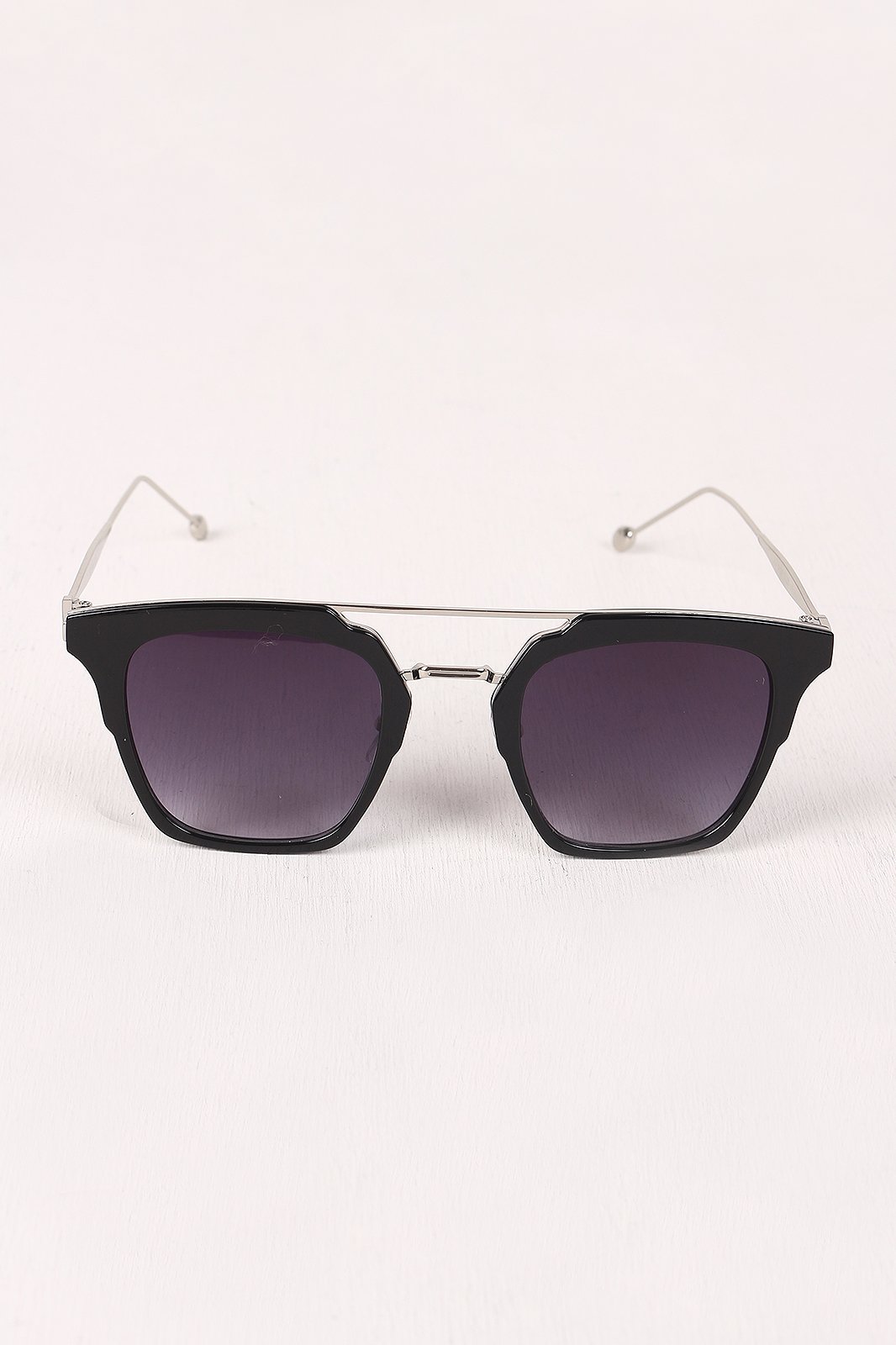 Plastic Frame Double Bridge Cat Eye Sunglasses