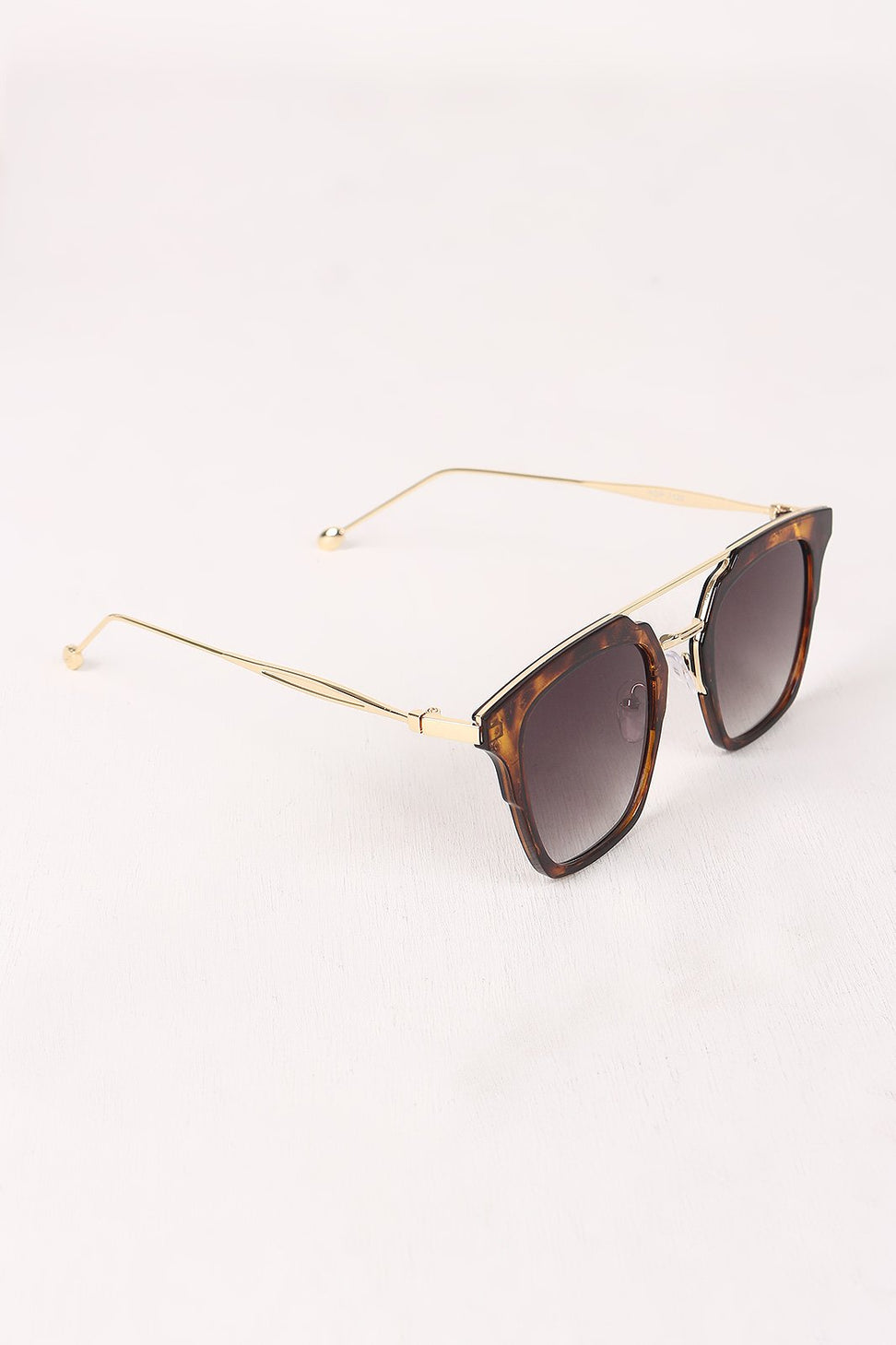 Plastic Frame Double Bridge Cat Eye Sunglasses