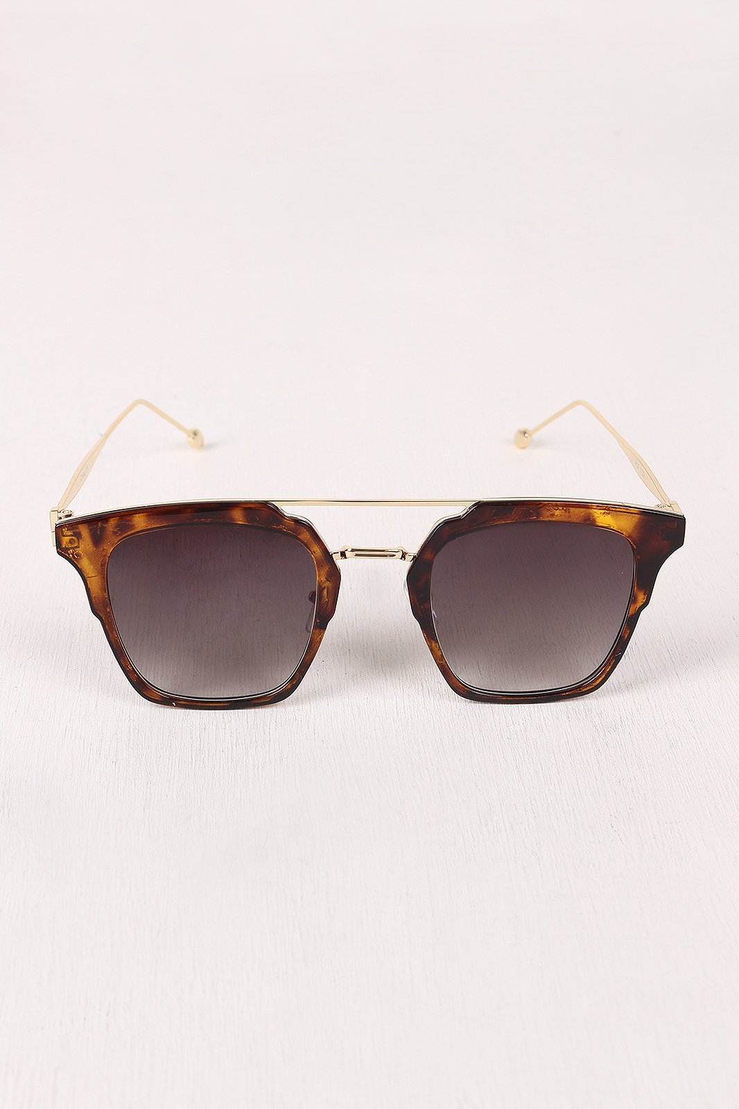 Plastic Frame Double Bridge Cat Eye Sunglasses
