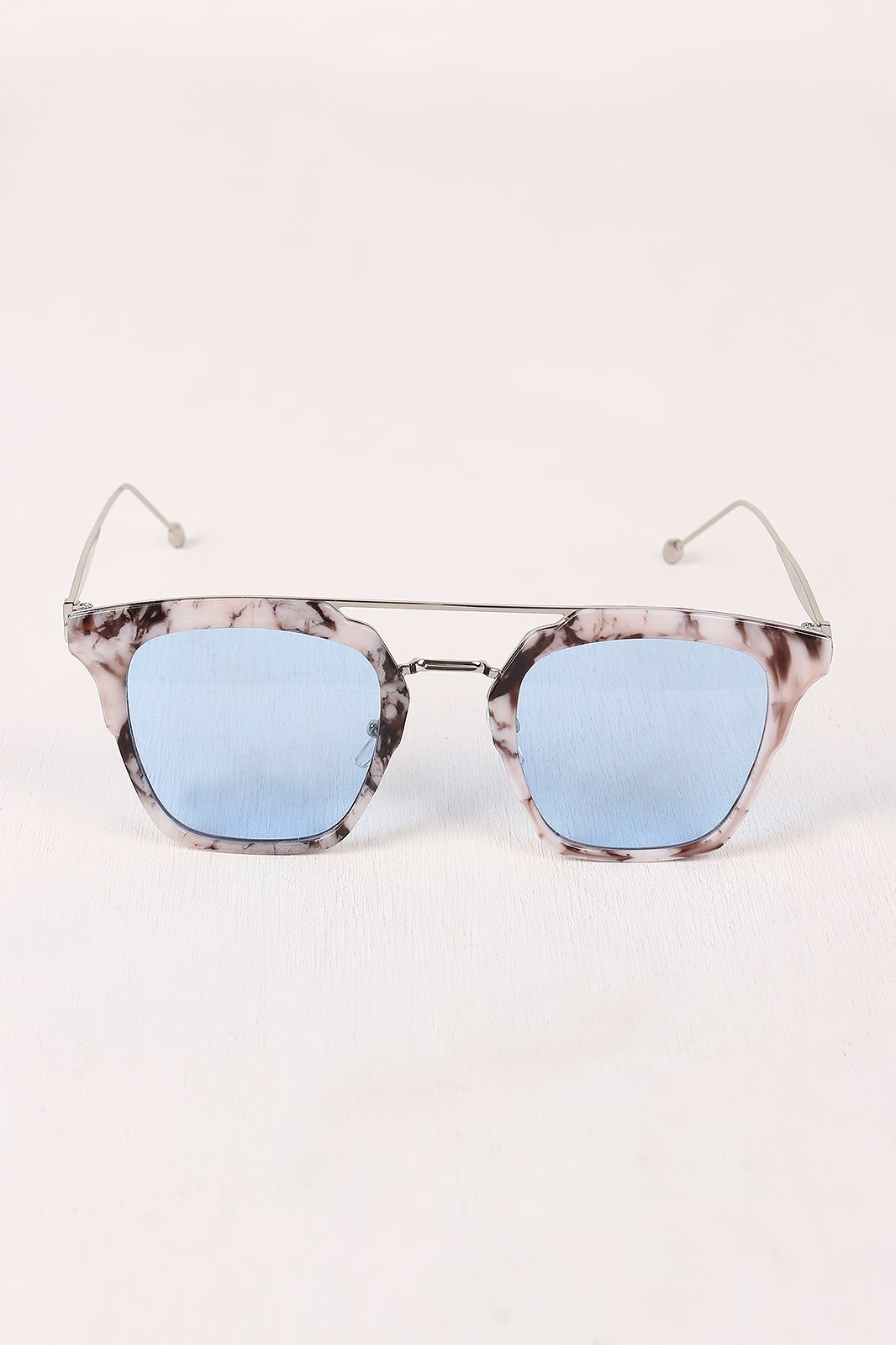 Plastic Frame Double Bridge Cat Eye Sunglasses