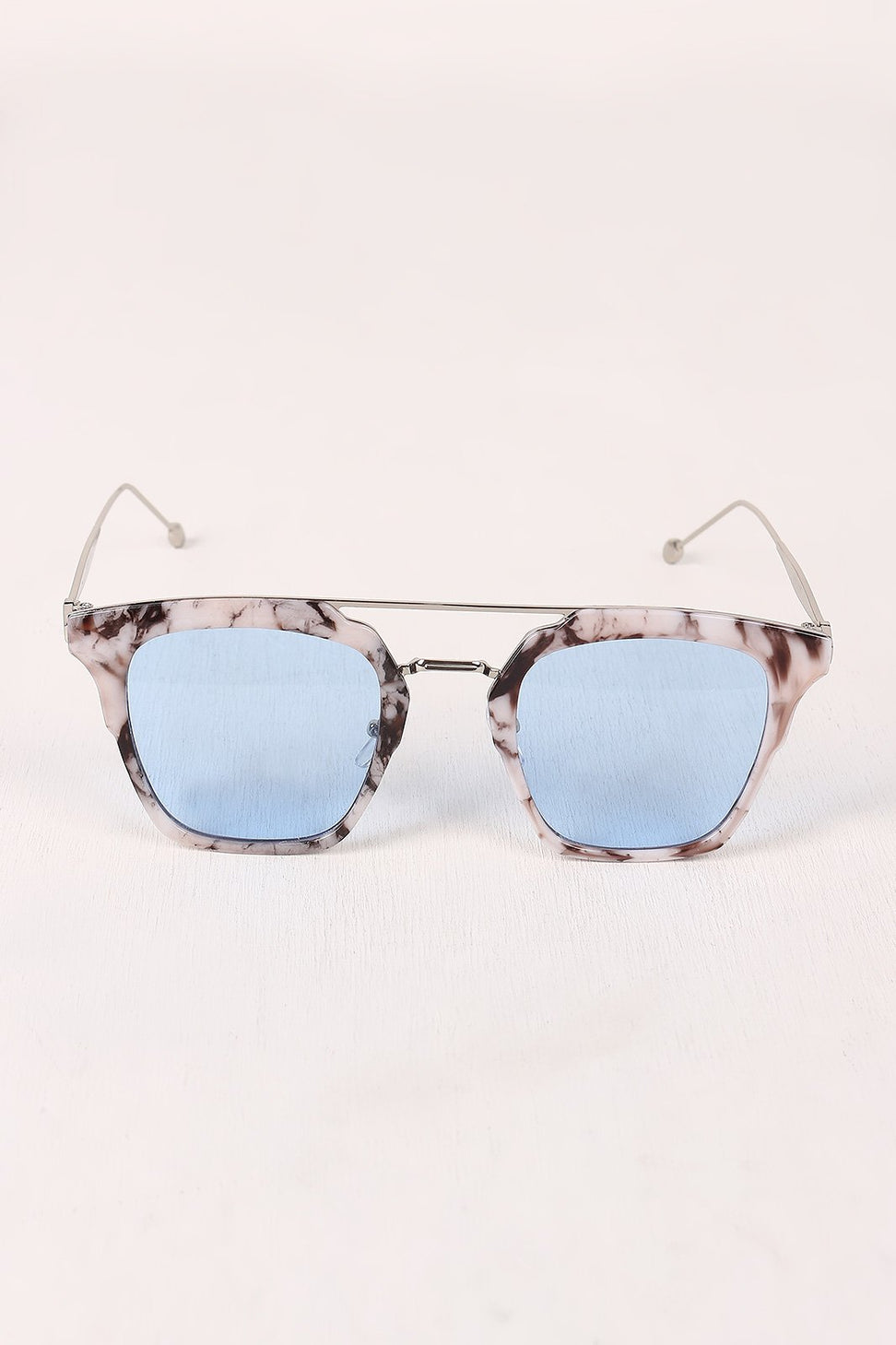 Plastic Frame Double Bridge Cat Eye Sunglasses