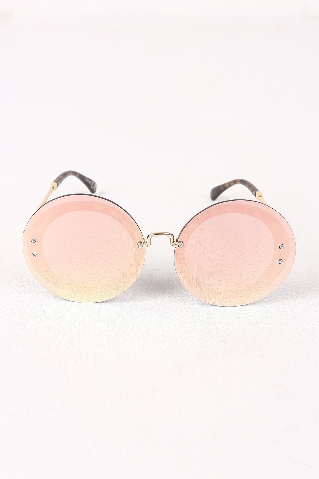 Rimless Round Mirrored Sunglasses