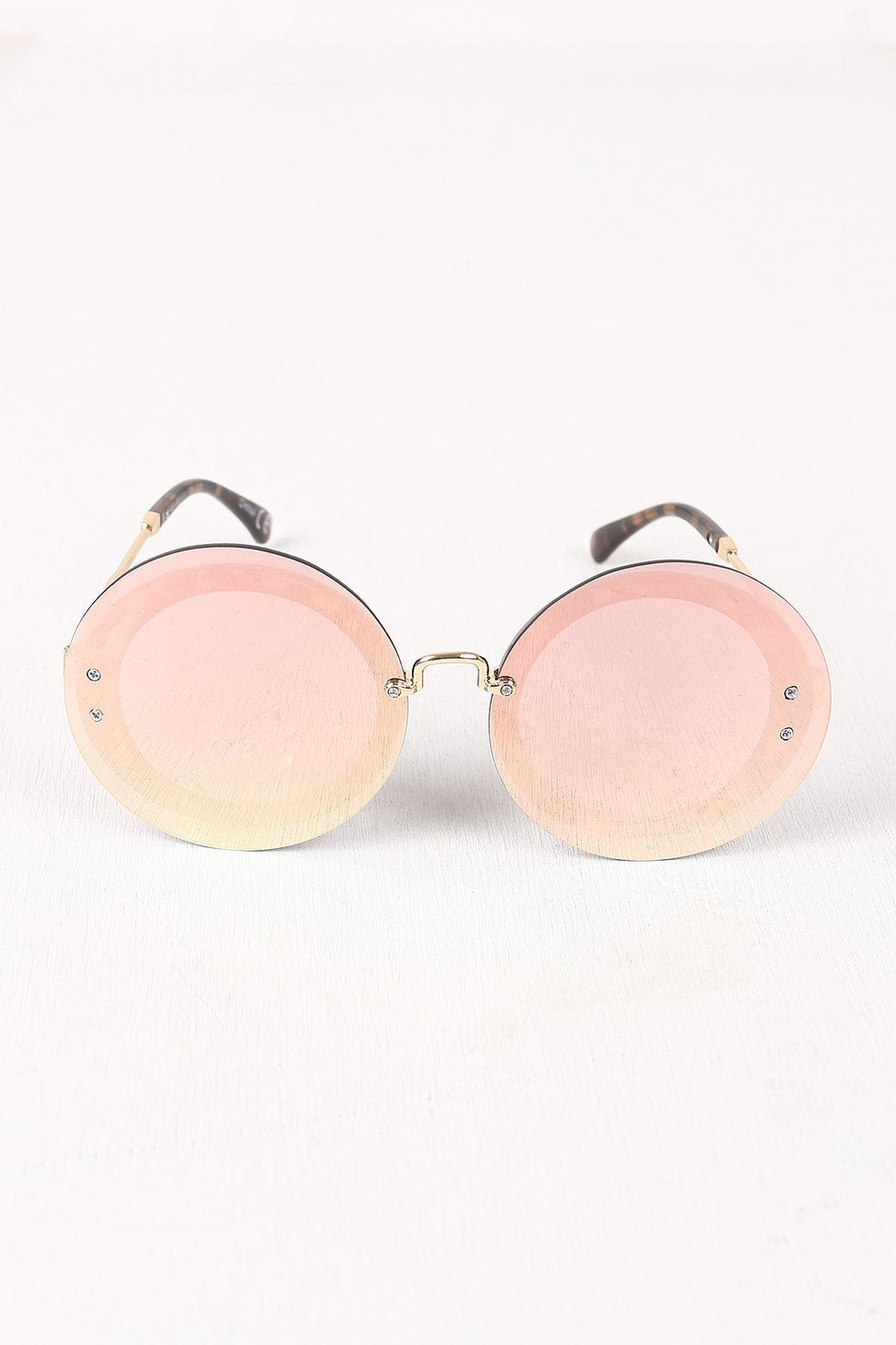 Rimless Round Mirrored Sunglasses