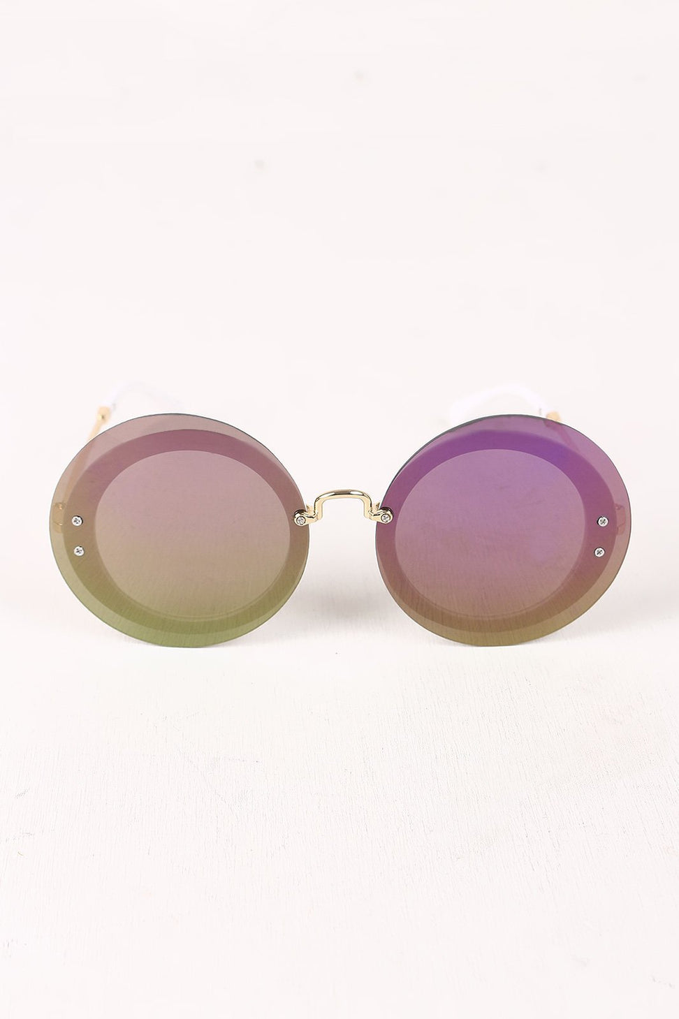 Rimless Round Mirrored Sunglasses