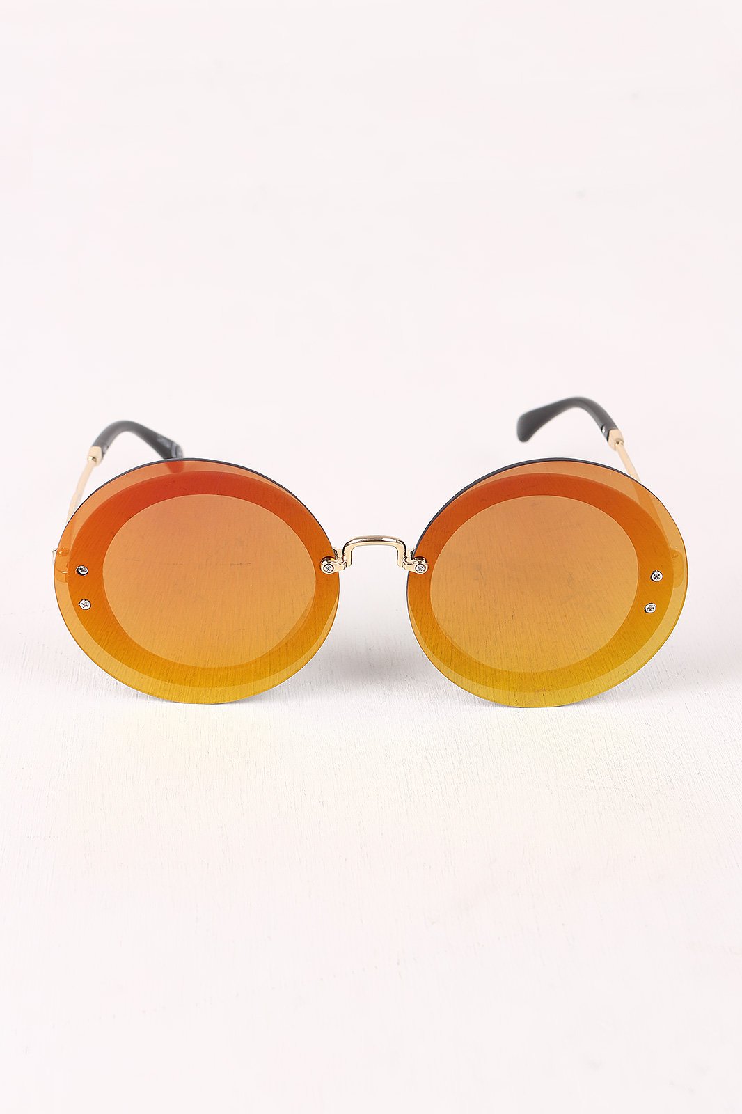 Rimless Round Mirrored Sunglasses