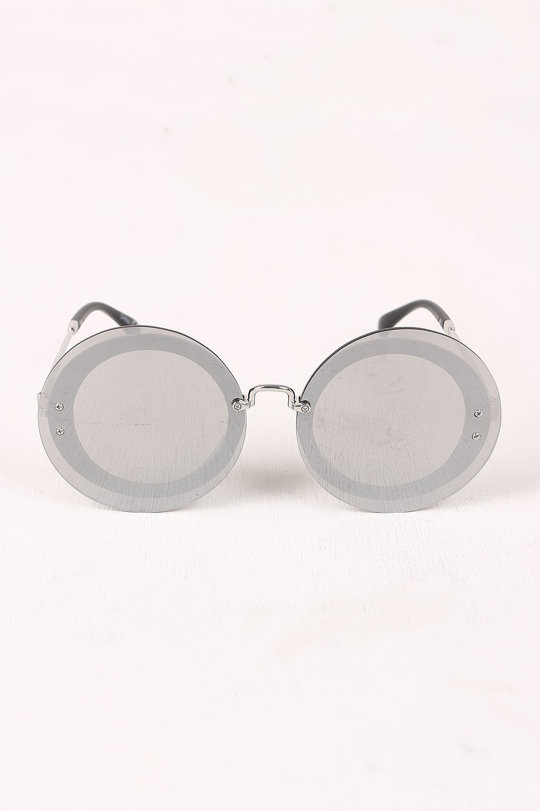 Rimless Round Mirrored Sunglasses