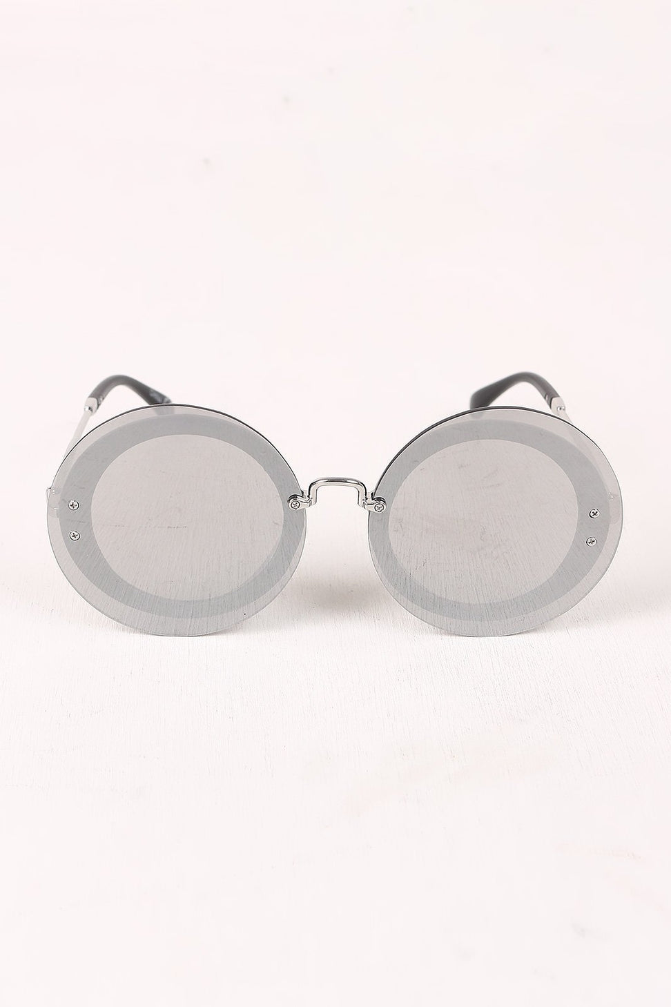 Rimless Round Mirrored Sunglasses