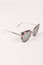 Printed Plastic And Metal Frame Mirrored Cat Eye Sunglasses