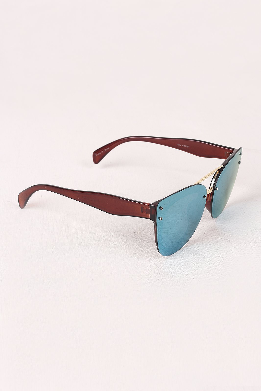 Rimless Mirrored Butterfly Sunglasses