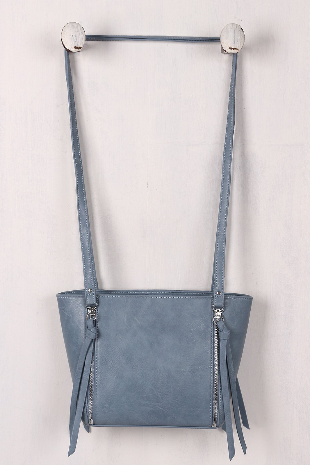 Vegan Leather Zipper Embellishment Bag