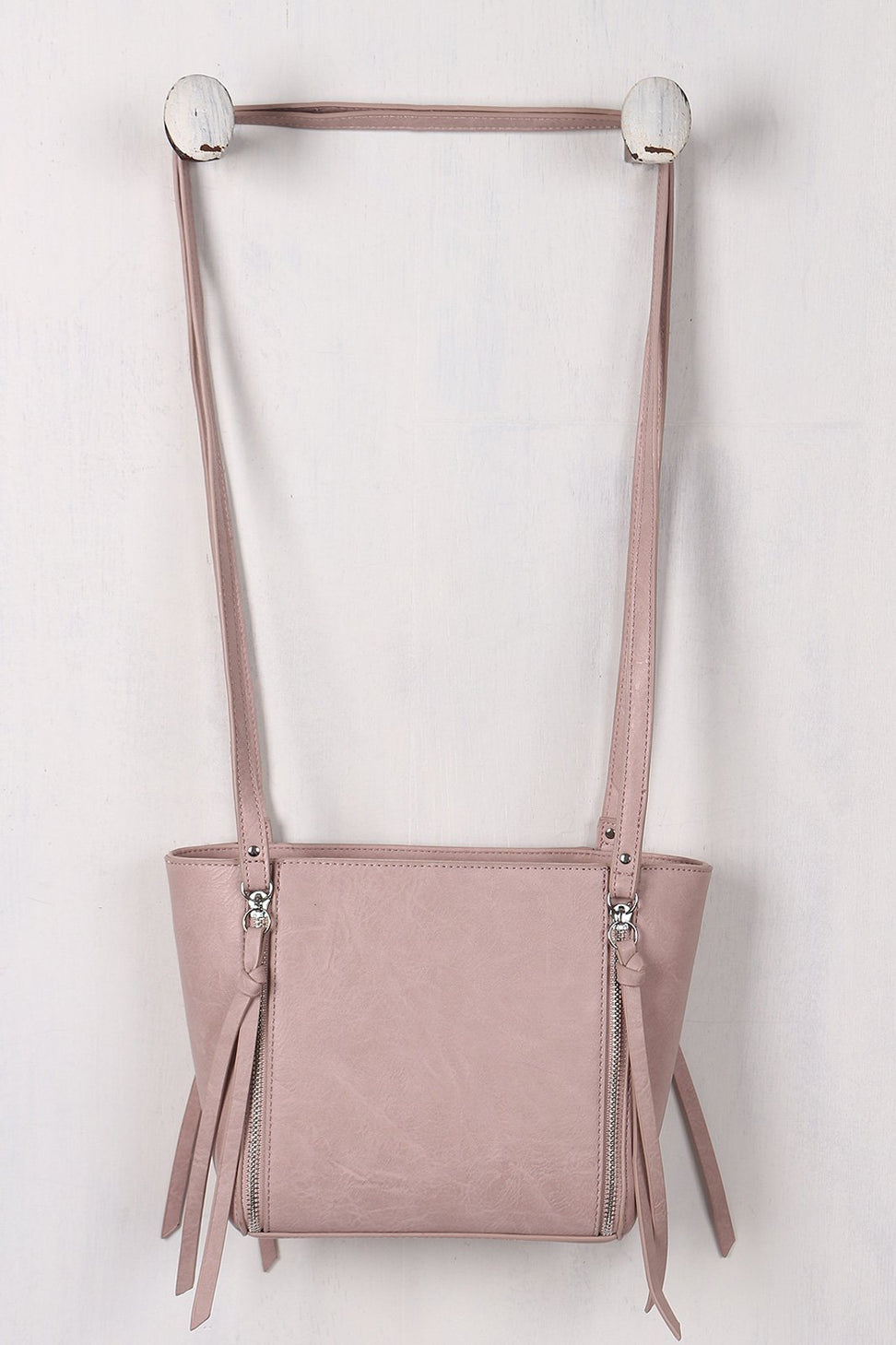 Vegan Leather Zipper Embellishment Bag