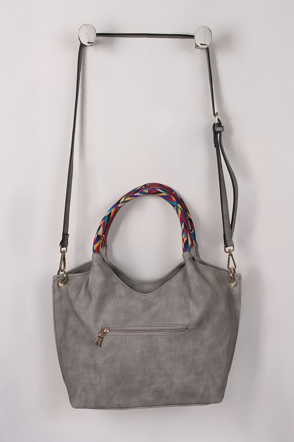 Vegan Leather Colorful Woven Handles Bag