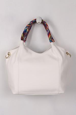 Vegan Leather Colorful Woven Handles Bag