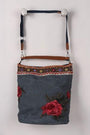Colorful Embroidery Floral Patch Denim Bag