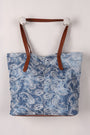 Embroidered Paisley Reversible Denim Tote Bag