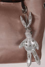 Pebbled Vegan Leather Bunny Keychain Tote Bag