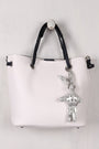 Pebbled Vegan Leather Bunny Keychain Tote Bag