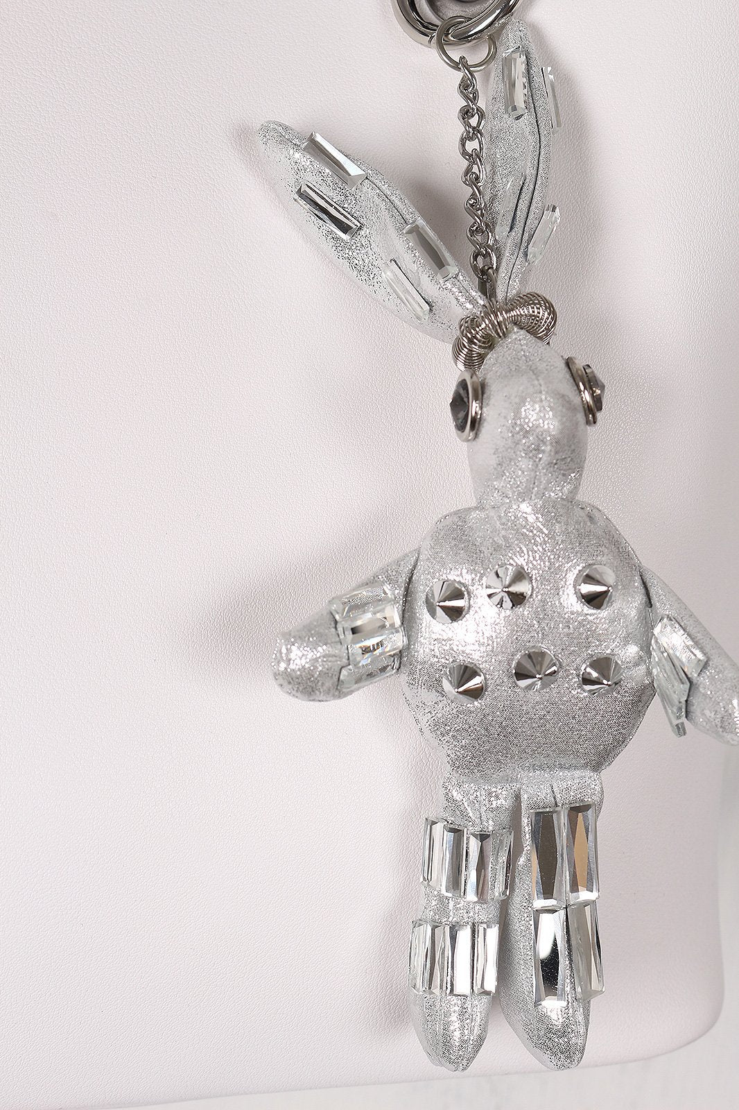 Pebbled Vegan Leather Bunny Keychain Tote Bag