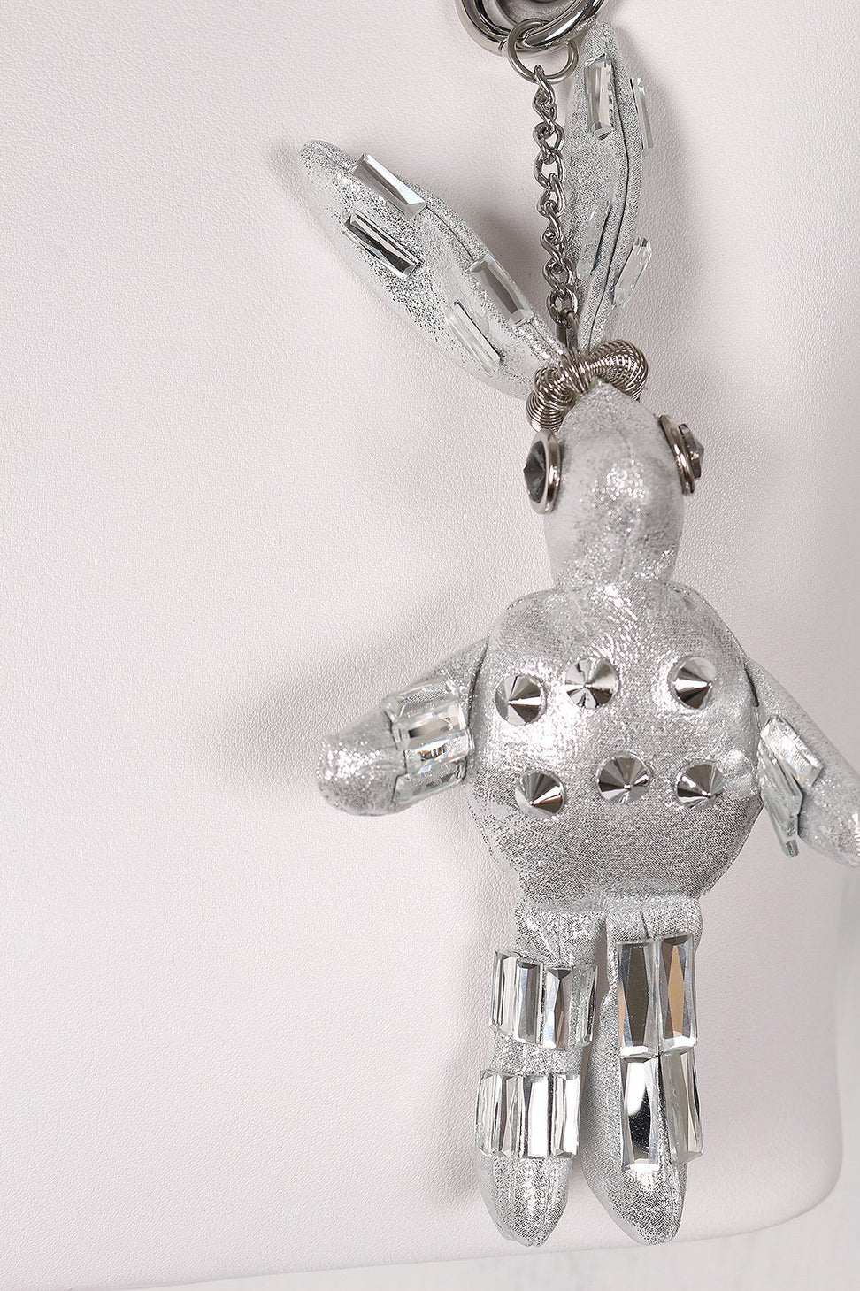 Pebbled Vegan Leather Bunny Keychain Tote Bag