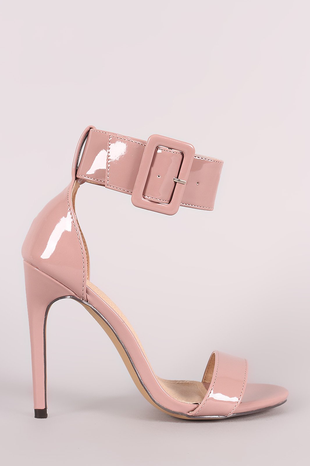 Liliana Patent Ankle Cuff Open Toe Stiletto Heel