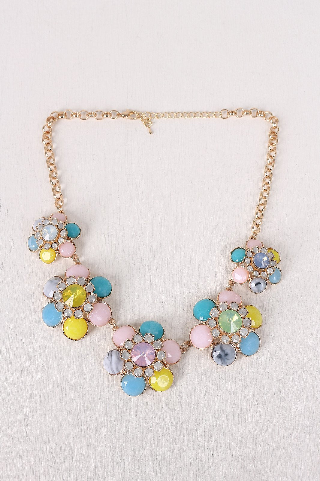 Five Jewel Floral Necklace - NoveltyOne