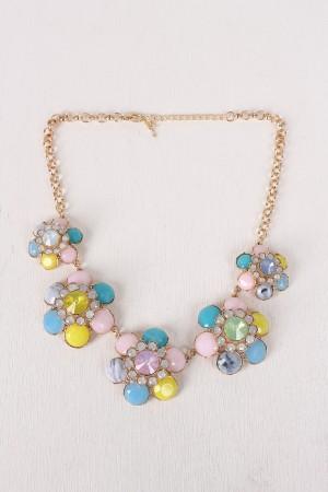 Five Jewel Floral Necklace - NoveltyOne