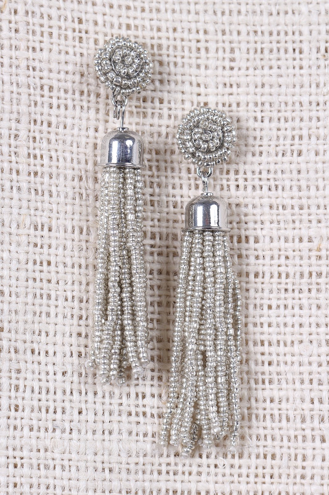 Beaded Cluster Tassel Dangle Earrings