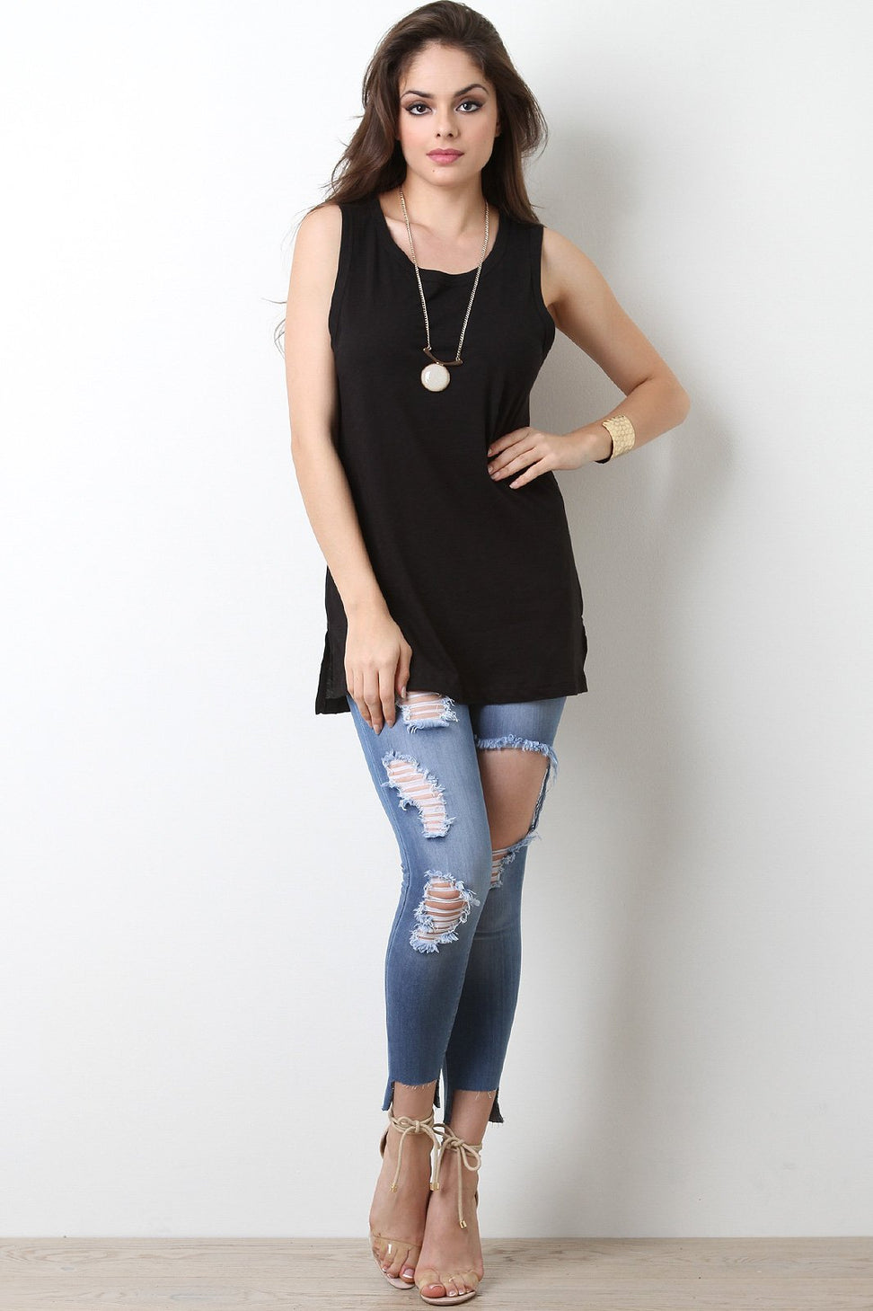 Side Slit Shift Top
