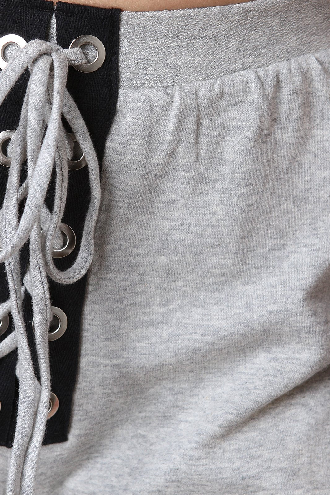 Lace-Up Two Tone Knit Shorts