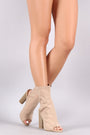 Peep Toe Cutout Stacked Chunky Heeled Booties