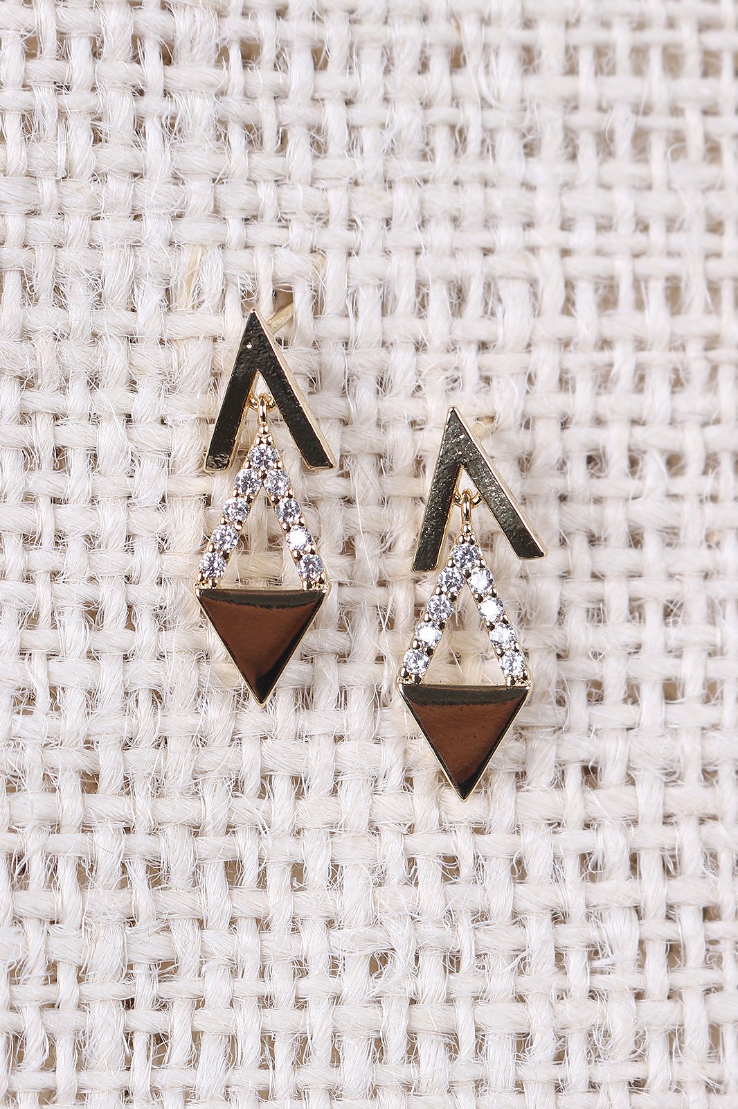 Rhinestone Open Triangle Earring