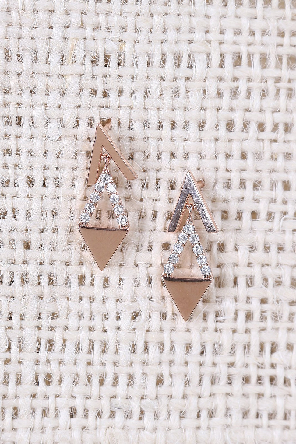 Rhinestone Open Triangle Earring